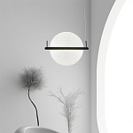 Светодиодный подвесной светильник круглой формы с металлическим черным каркасом Marble Glow варинант исполнения - 5 | Loft Concept в Челябинске