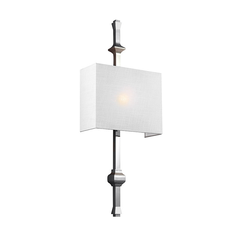 Бра с прямоугольным тканевым абажуром белого цвета Feiss Никель Бежевый Белый Бронза в Челябинске | Loft Concept 