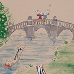 Обои ручная роспись Promenade Special Colourway on pink painted Xuan paper варинант исполнения - 1 | Loft Concept в Челябинске