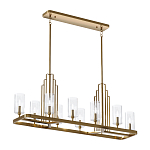 Люстра прямоугольная цвета латунь с прозрачными рифлеными цилиндрическими плафонами Kichler варинант исполнения - 2 | Loft Concept в Челябинске