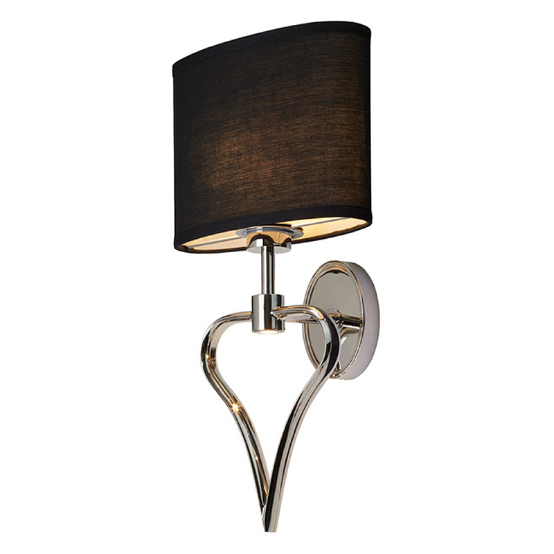 Бра для ванных комнат с черным тканевым абажуром овальной формы и декоративной вставкой в форме сердца Elstead Lighting Черный Хром в Челябинске | Loft Concept 