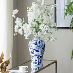 Ваза с бело-синей росписью и изображением цветов Blue & White Ornament варинант исполнения - 4 | Loft Concept в Челябинске
