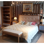 Кровать из массива бука с мягким изголовьем Tasteful Furniture варинант исполнения - 2 | Loft Concept в Челябинске