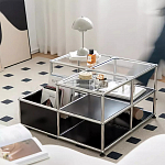 Дизайнерский журнальный стол квадратный с полками Akydy варинант исполнения - 1 | Loft Concept в Челябинске