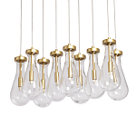 Люстра с 9-ю прозрачными стеклянными плафонами в форме капли Lucid Rain  варинант исполнения - 1 | Loft Concept в Челябинске