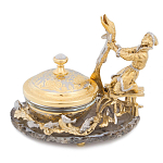 Икорница с декором "Емеля" с гравировкой на подставке из натурального камня Агат Decorative Cavair Dishes варинант исполнения - 3 | Loft Concept в Челябинске