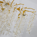 Люстра подвесная с золотистыми ветками и стеклянными подвесками в виде листьев Длина 80 см FAIRYTREE Light варинант исполнения - 5 | Loft Concept в Челябинске