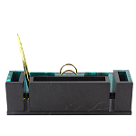 Настольный письменный набор из змеевика с часами и календарницей Successful Leader варинант исполнения - 3 | Loft Concept в Челябинске