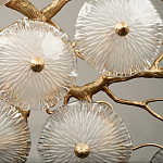 Потолочная люстра круглая ветвистыми бронзовыми элементами и стеклянными рифлеными дисками Textured Glass Chandelier варинант исполнения - 5 | Loft Concept в Челябинске