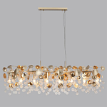 Люстра линейная с подвесками в форме монеток и золотистыми круглыми элементами из металла в виде лепестков FAIRYTREE Light варинант исполнения - 4 | Loft Concept в Челябинске