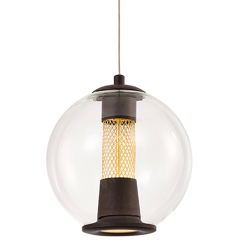 Подвесной светильник с плафоном в форме шара Inner Gleam Orb black Черный Прозрачное Стекло Золотой Подвесной светильник с плафоном в форме шара Inner Gleam Orb black Черный Прозрачное Стекло Золотой в Челябинске | Loft Concept