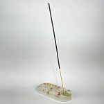 Подставка под благовония из эпоксидной смолы с цветами белая Epoxy Resin Flowers Incense Oval Stand White варинант исполнения - 3 | Loft Concept в Челябинске