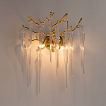 Бра золотого цвета с разветвленными ветвями и длинными прозрачными подвесками в форме стеклянных сосулек Droplet Chandelier варинант исполнения - 2 | Loft Concept в Челябинске