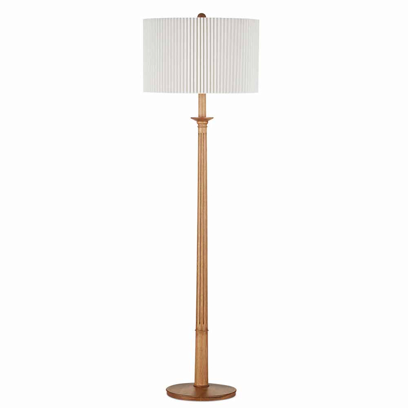 Торшер с фактурным абажуром на деревянном основании Pleated Floor Lamp Торшер с фактурным абажуром на деревянном основании Pleated Floor Lamp в Челябинске | Loft Concept