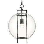 Подвесной светильник в форме шара из прозрачного стекла на линейном черном каркасе  Glass Ball with Seeds варинант исполнения - 2 | Loft Concept в Челябинске