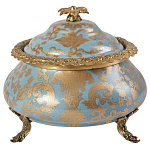 Шкатулка голубого цвета с золотым растительным узором Eden Garden варинант исполнения - 1 | Loft Concept в Челябинске