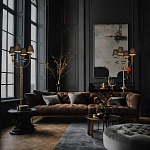 Настольная лампа на металлическом основании бронзового цвета с 4-мя черными конусовидными абажурами Dignity варинант исполнения - 5 | Loft Concept в Челябинске