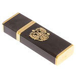 Флешка на 16 гб с декоративной металлической вставкой Герба РФ из натурального камня Обсидиан Черный Stone Flash Drive варинант исполнения - 1 | Loft Concept в Челябинске