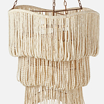 Трехъярусная люстра с подвесками из круглых деревянных бусин белая White Beads Three-tier Chandelier  варинант исполнения - 4 | Loft Concept в Челябинске