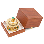 Икорница c декором "Три стерлядки" с гравировкой и натуральным камнем Малахит Decorative Cavair Dishes варинант исполнения - 3 | Loft Concept в Челябинске