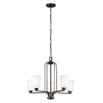 Люстра бронзового цвета с 5-ю матовыми стеклянными плафонами Generation Lighting варинант исполнения - 2 | Loft Concept в Челябинске