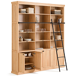 Книжный шкаф из массива сосны с металлической лестницей Burton Wood Cabinet варинант исполнения - 3 | Loft Concept в Челябинске
