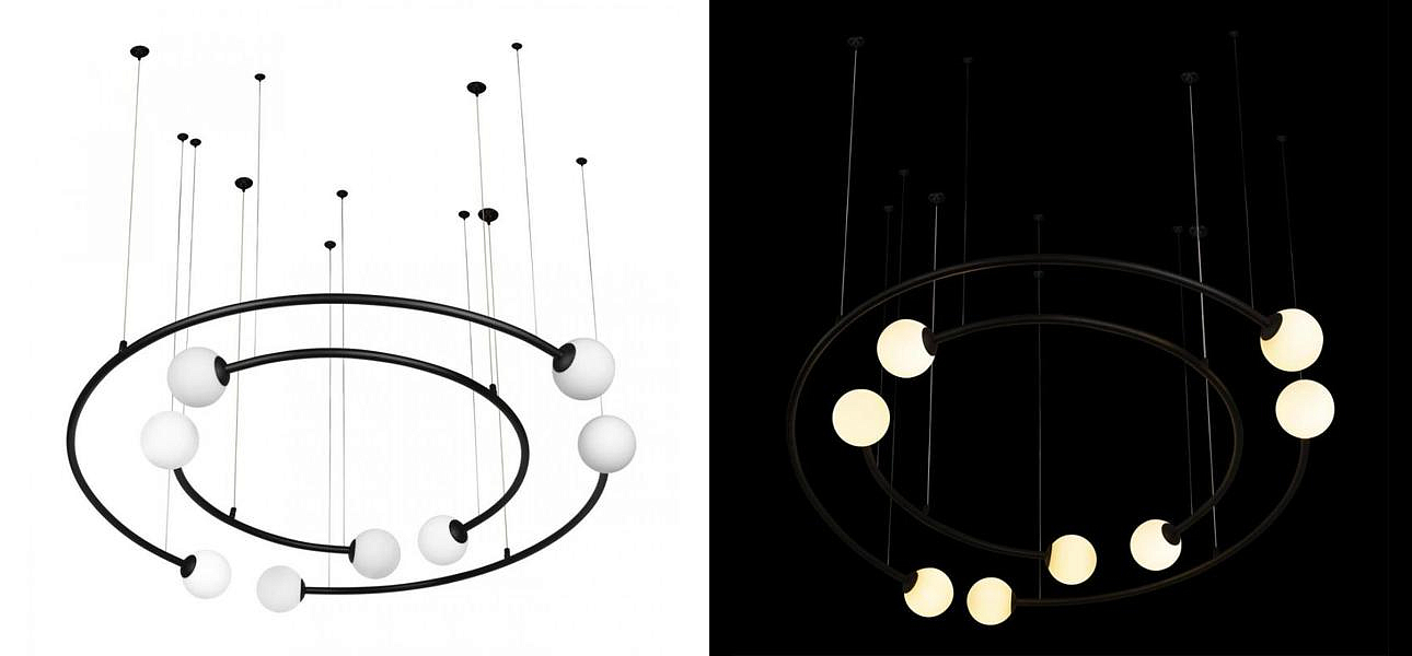 Дизайнерская Модульная Люстра PLANETARY two rings Black 100 см Дизайнерская Модульная Люстра PLANETARY two rings Black 100 см - Loft-Concept в Челябинске
