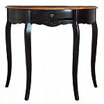 Консоль черная полукруглая из массива березы с ящиком и состаренным эффектом Vintage варинант исполнения - 1 | Loft Concept в Челябинске