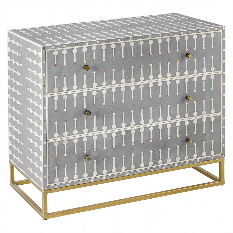 Комод серый кость BONE INLAY 3 DRAWER Белый Серый Комод серый кость BONE INLAY 3 DRAWER Белый Серый в Челябинске | Loft Concept