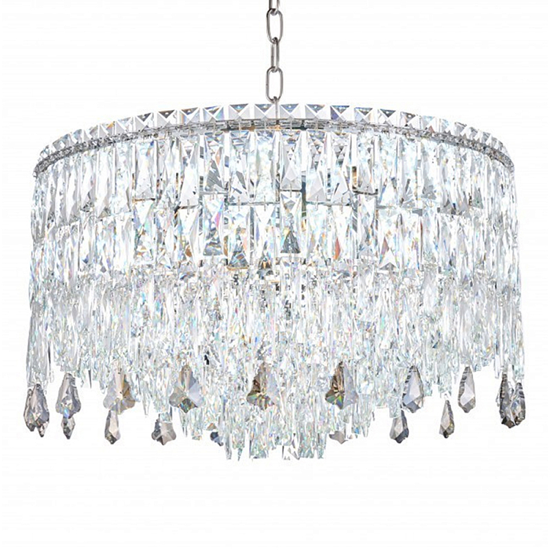 Люстра круглая с хрустальными подвесками на серебряном каркасе Roul Crystal Light Хром Прозрачный Люстра круглая с хрустальными подвесками на серебряном каркасе Roul Crystal Light Хром Прозрачный в Челябинске | Loft Concept