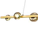 Люстра светодиодная линейная с 6-ю круглыми плафонами коньячного цвета Iona Chandelier Brass  варинант исполнения - 2 | Loft Concept в Челябинске