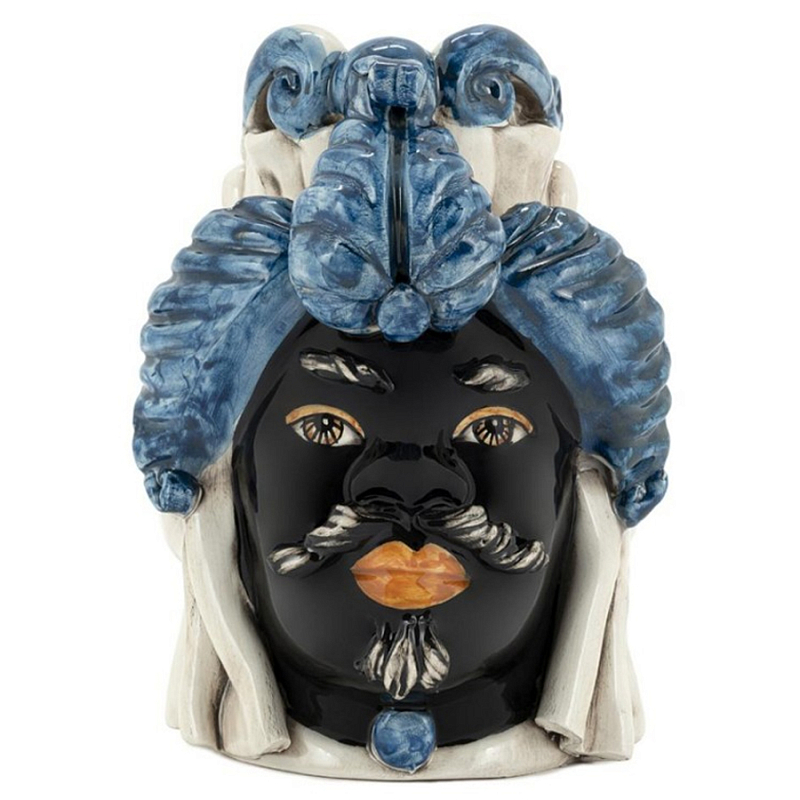 Ваза Vase Moro Man Small Blue Черный Синий Бежевый Ваза Vase Moro Man Small Blue Черный Синий Бежевый в Челябинске | Loft Concept