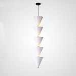 Подвесной светильник светодиодный в виде ряда белых металлических конусов  Herringbone варинант исполнения - 3 | Loft Concept в Челябинске
