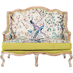 Диван из натурального бука бежевый с изображением птиц и цветов Beige Green Chinoiserie Garden Sofa варинант исполнения - 7 | Loft Concept в Челябинске