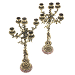 Подсвечники из бронзы на 10 свечей на подставке из камня креноид Stone Candlestick варинант исполнения - 2 | Loft Concept в Челябинске