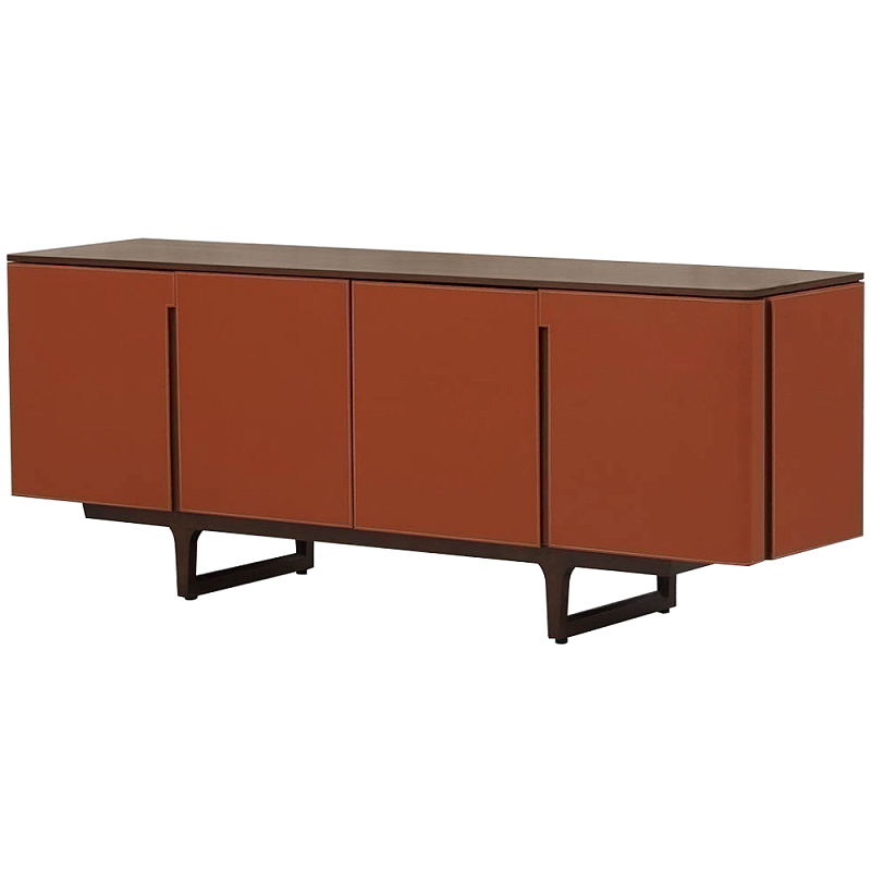 Комод с декором из кожи Orange Leather Chest of Drawers Оранжевый Коричневый Комод с декором из кожи Orange Leather Chest of Drawers Оранжевый Коричневый в Челябинске | Loft Concept