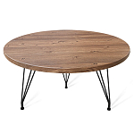 Стол журнальный c коричневой круглой столешницей на трех металлических ножках Charm Coffee Table варинант исполнения - 1 | Loft Concept в Челябинске