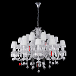 Люстра многоярусная с 30-ю белыми текстильными абажурами и хрустальными подвесками Lustre Reverie варинант исполнения - 2 | Loft Concept в Челябинске