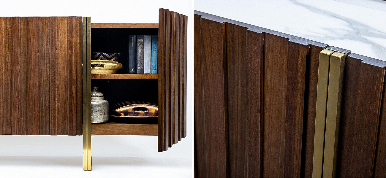 Комод с мраморной столешницей Walnut Veneer Комод с мраморной столешницей Walnut Veneer - Loft-Concept в Челябинске