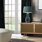 Настольная лампа с коническим дымчато-зелёным абажуром из искусственного шёлка Quintiesse варинант исполнения - 3 | Loft Concept в Челябинске