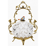 Конфетница с бронзовой ручкой и фарфоровой птичкой на крышке Eden Garden варинант исполнения - 1 | Loft Concept в Челябинске