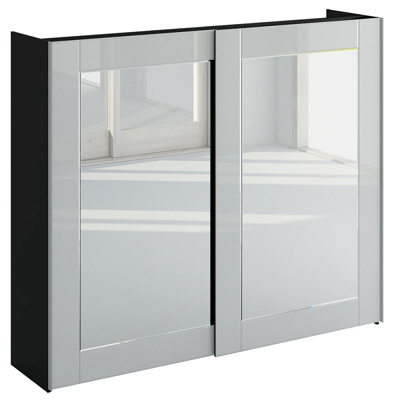 Шкаф-купе White Crystal Черный Белый Зеркало в Челябинске | Loft Concept 