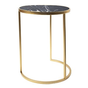 Приставной стол Round Table Marble gold черный мрамор