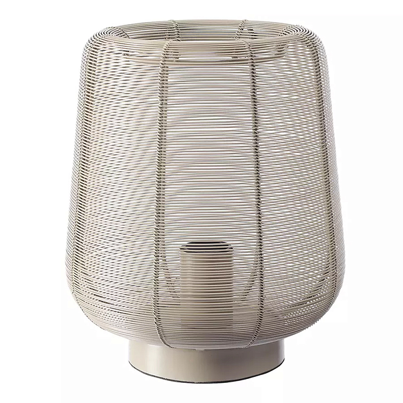 Настольная лампа с плетеным металлическим плафоном Wicker Iron Lamp Бежевый Черный Настольная лампа с плетеным металлическим плафоном Wicker Iron Lamp Бежевый Черный в Челябинске | Loft Concept