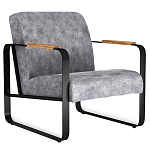 Кресло серый велюр с жесткими подлокотниками на полозьях Ashton варинант исполнения - 1 | Loft Concept в Челябинске