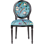 Стул из массива бука бирюзовый с изображением птиц и цветов Turquoise Chinoiserie Birds Garden Chair варинант исполнения - 1 | Loft Concept в Челябинске