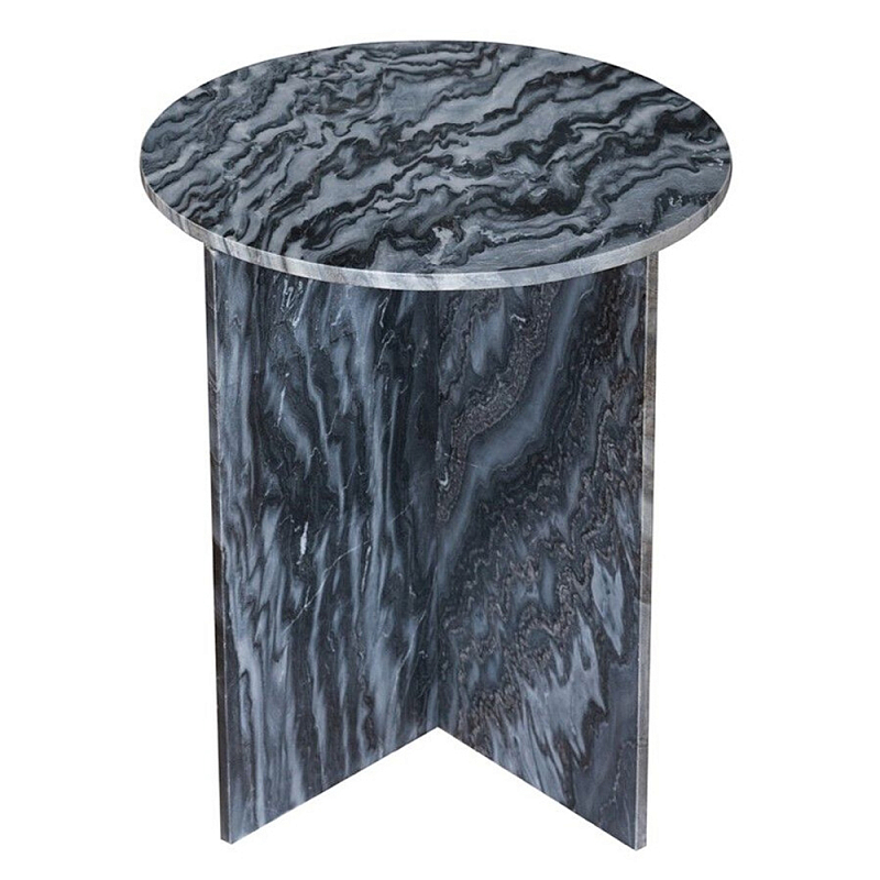Столик кофейный с столешницей из черного мрамора Compact Black Marble Table Черный Мрамор Nero в Челябинске | Loft Concept 
