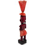 Деревянная декоративная статуэтка Asmat Red Straw Headdress Statuette Red варинант исполнения - 2 | Loft Concept в Челябинске