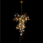 Люстра подвесная вытянутой формы с плафонами из стекла и металла с двумя вертикальными подвесками Gilded Mirage  варинант исполнения - 3 | Loft Concept в Челябинске