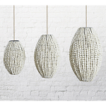 Подвесной светильник вертикальной овальной формы украшенный белыми круглыми бусинами Gradient Oval Pendant Lamp White варинант исполнения - 1 | Loft Concept в Челябинске